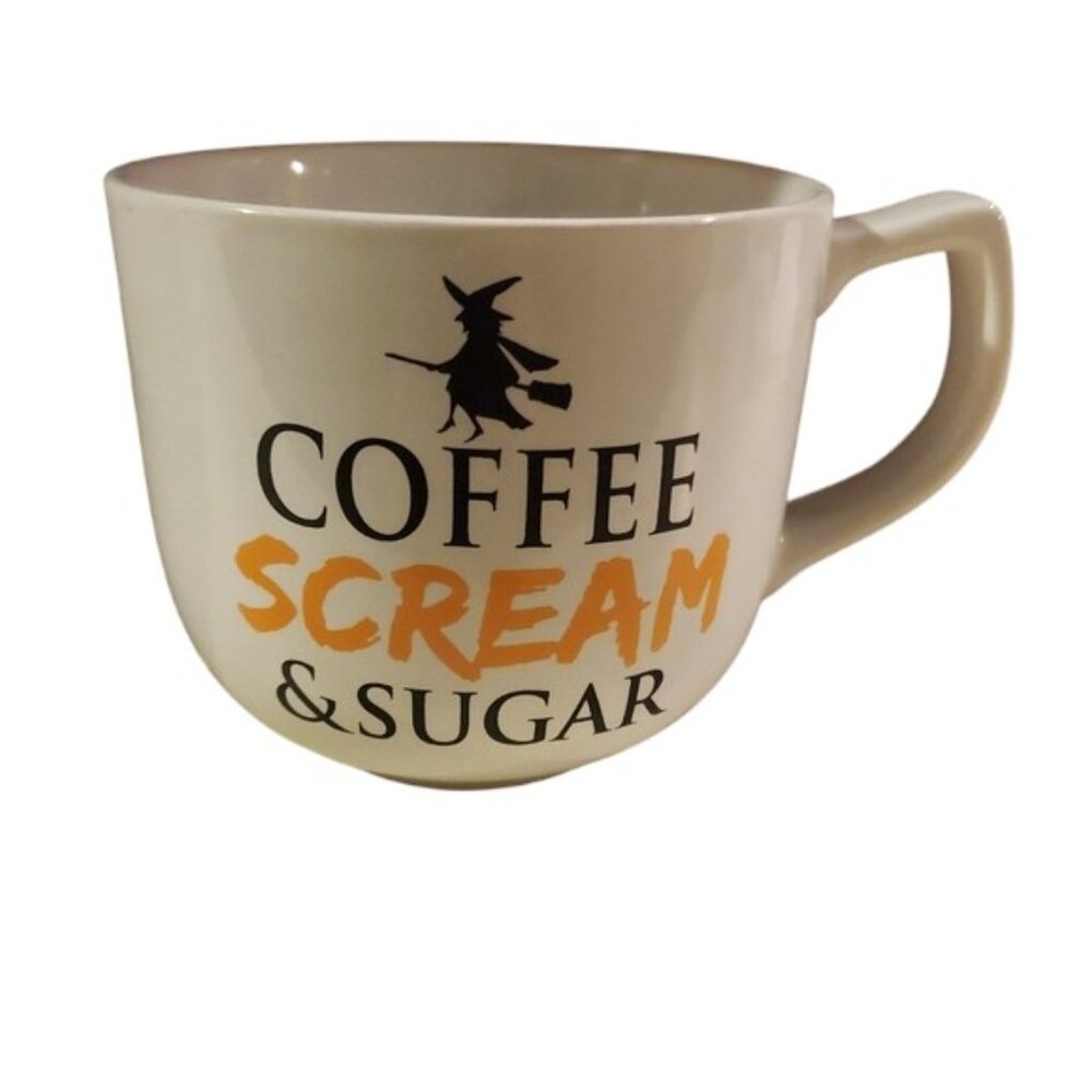 Coffee Scream & Sugar Large Jumbo Coffee/ Soup Mug 27 Ounce Stoneware Halloween